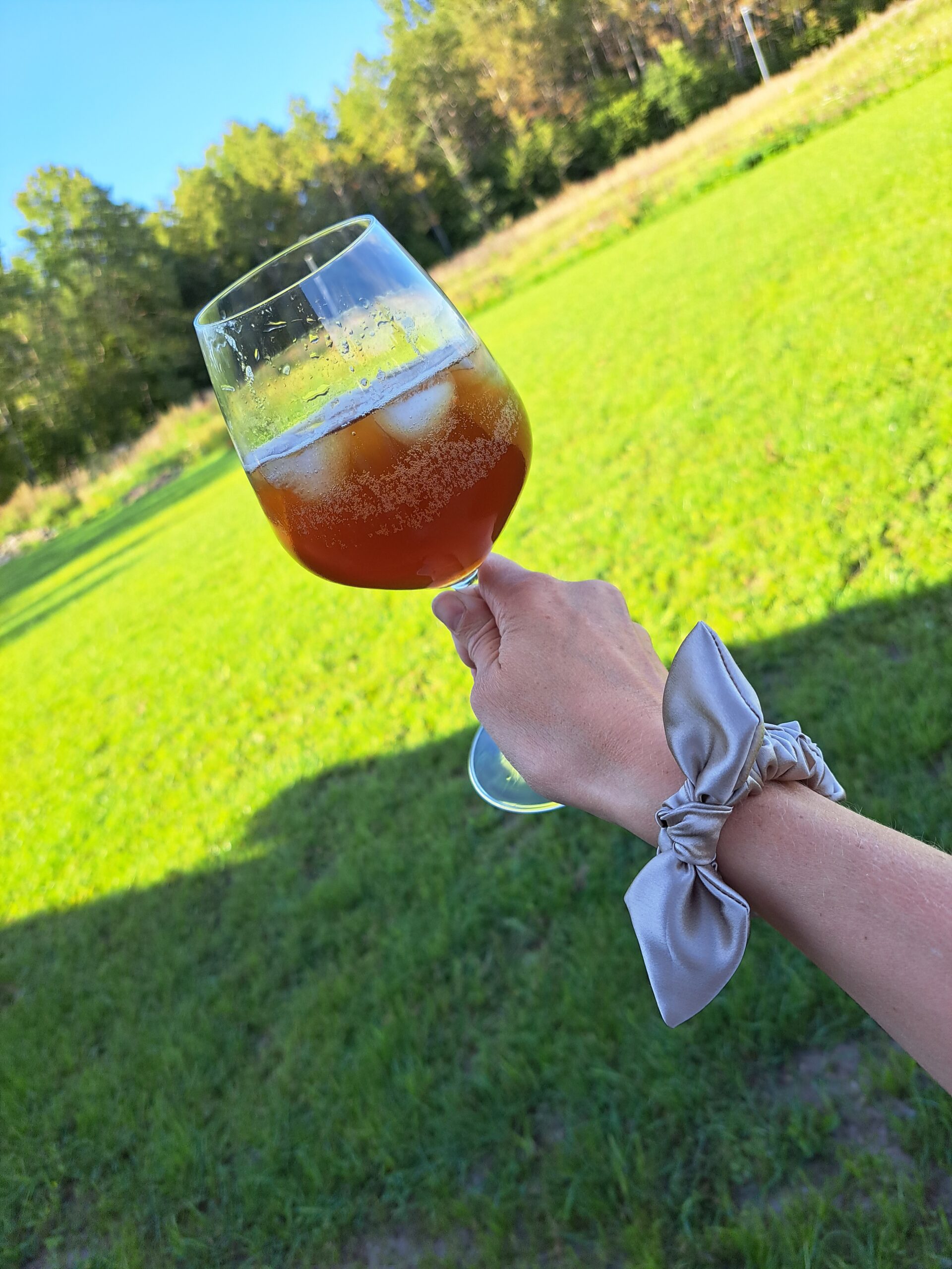 Talvest siidist juuksekumm cappuccino s lipsuga õues