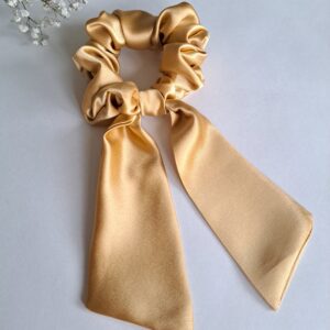 TalvEst siidist juuksekumm (scrunchie/patsikumm) kuldne M lehviga